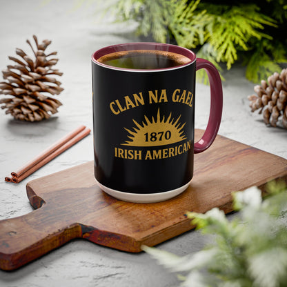 "Clan na Gael - Irish American", Colorful Mugs (11oz, 15oz) (Raven Black)