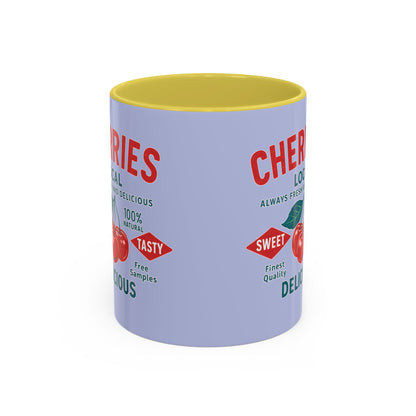 "Delicious Cherries", Colorful Mugs (11oz, 15oz) (Retro Periwinkle)