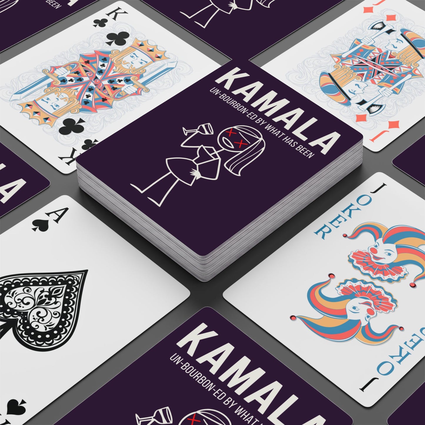 "KAMALA un-Bourbon-ed" #01, Political Playing Cards (Purple Nights)