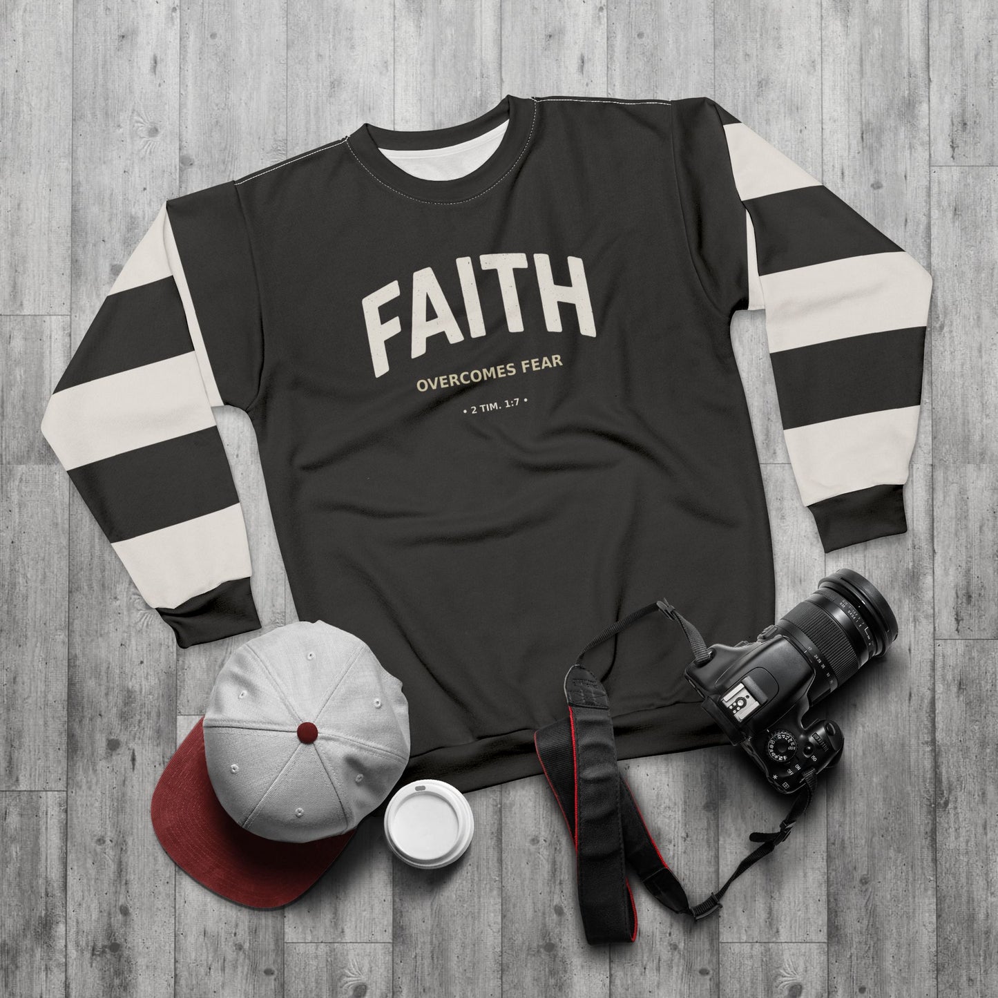 "Faith Overcomes Fear", Unisex Sweatshirt (Moonless Black)