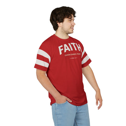 "Faith Overcomes Fear", Unisex Tee (Light Cherry Red)