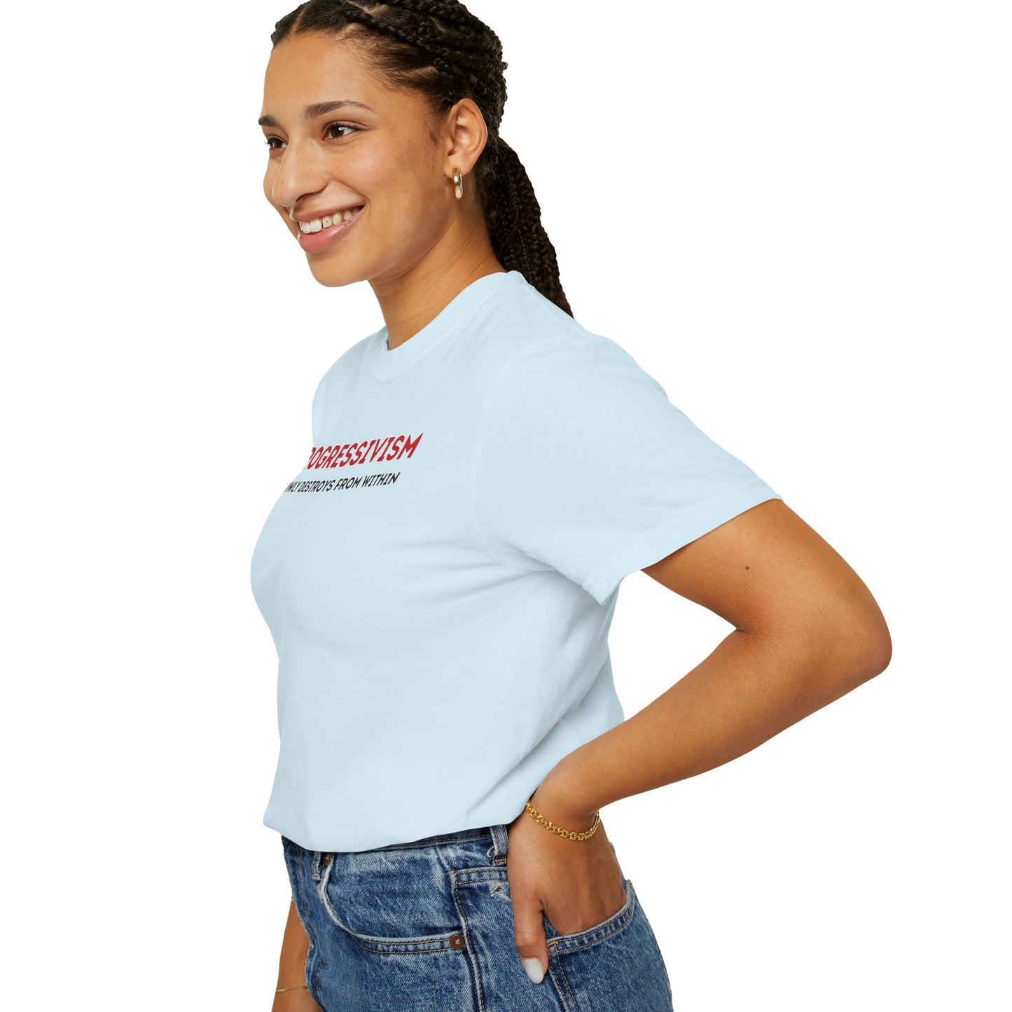 "Progressivism Slowly Destroys From Within", Unisex T-shirt (Light Colors)