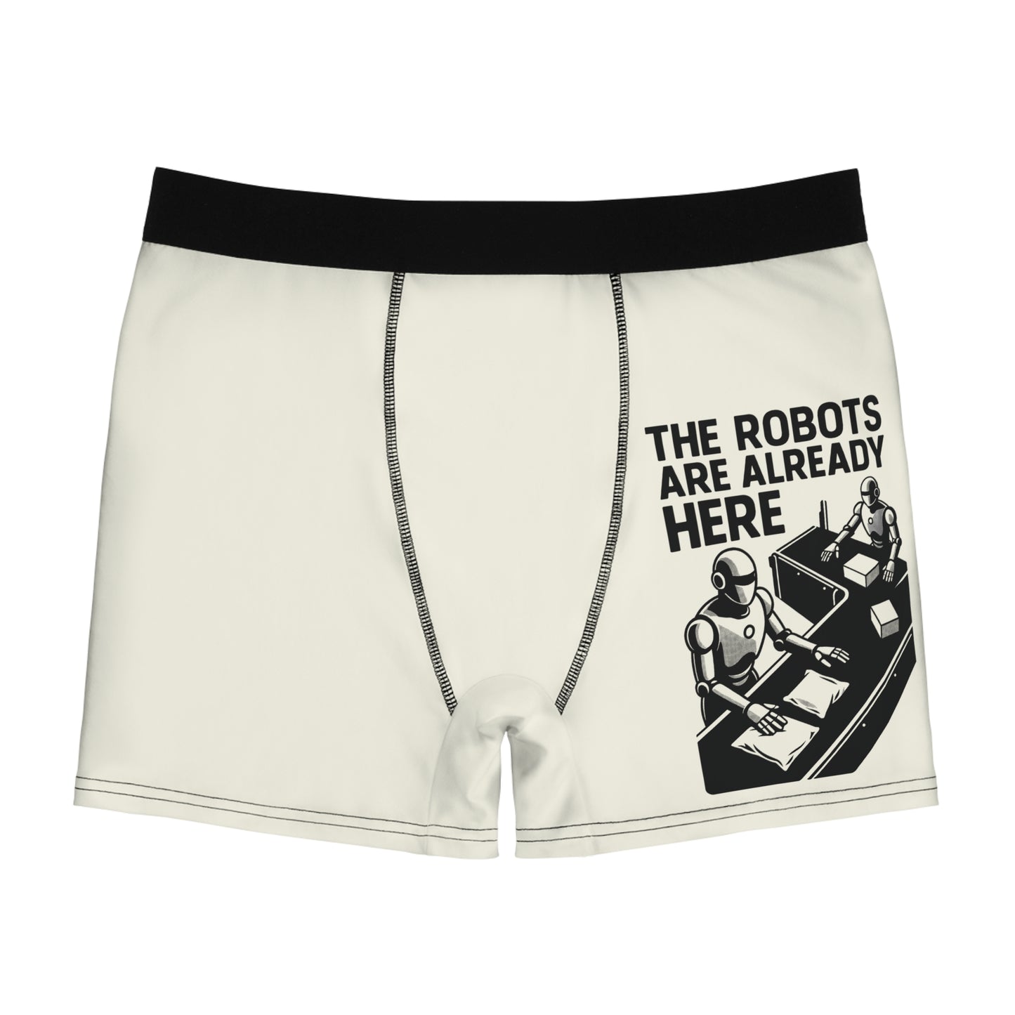 "The Robots Are Already Here", Men's Boxer Briefs (Ivory White)