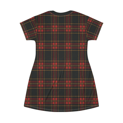 "Kilmor Gallóglach Tartan", T-Shirt Dress (Gallóglach Black Collar)