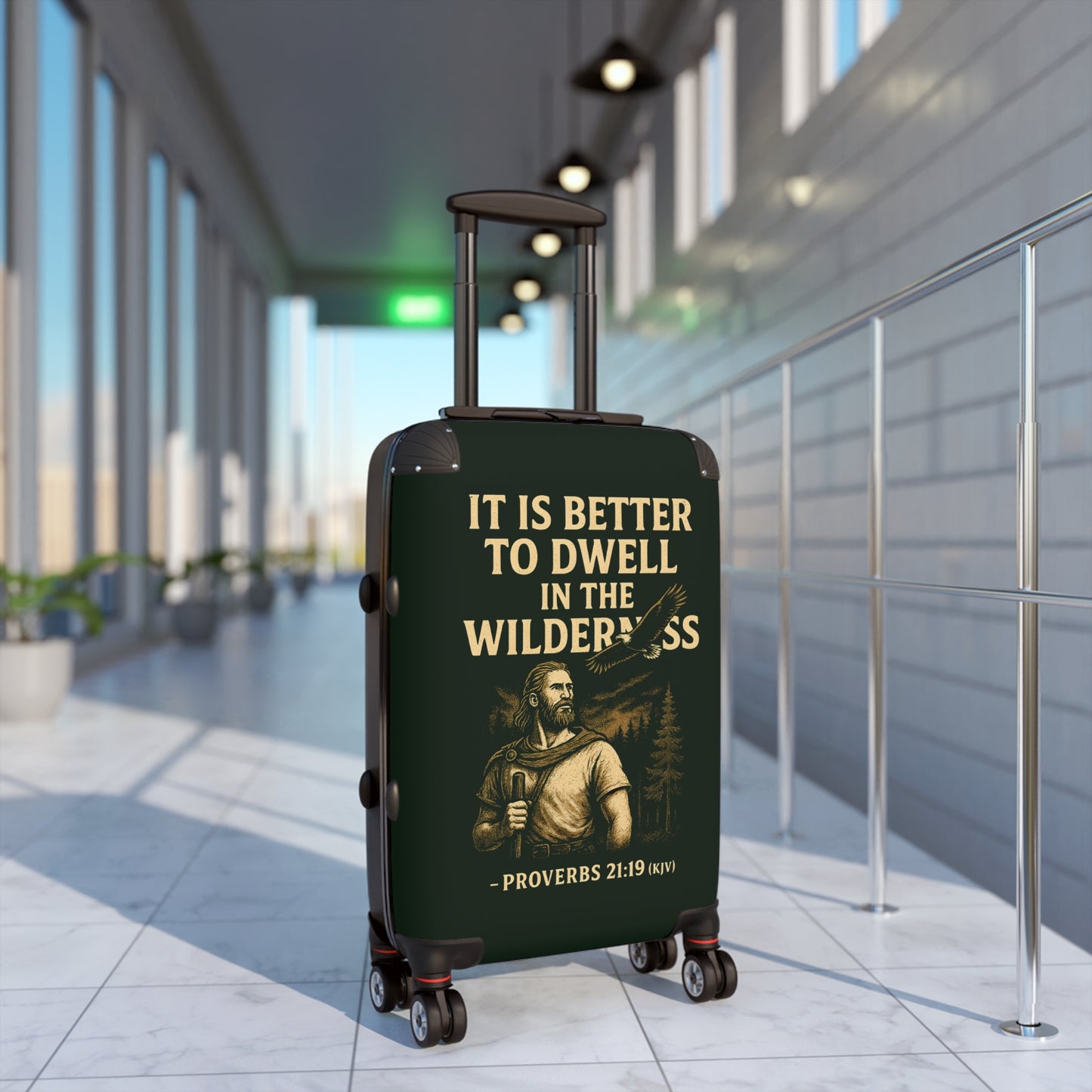 "Proverbs 21:19 (KJV), Suitcases (Dark Woodland Green)