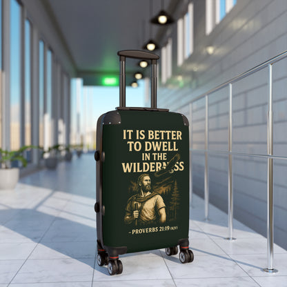 "Proverbs 21:19 (KJV), Suitcases (Dark Woodland Green)