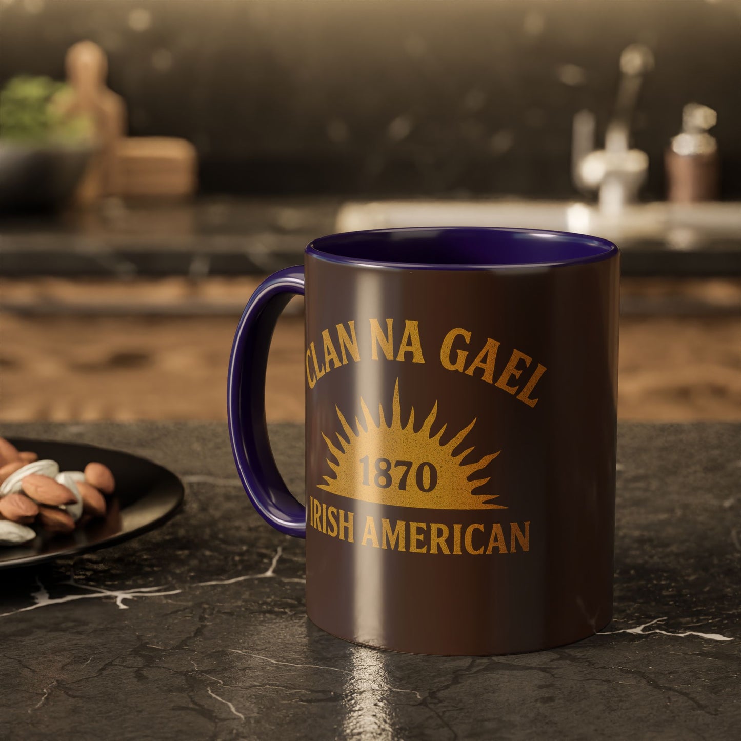 "Clan na Gael - Irish American", Colorful Mugs (11oz, 15oz) (Wild Boar Brown)