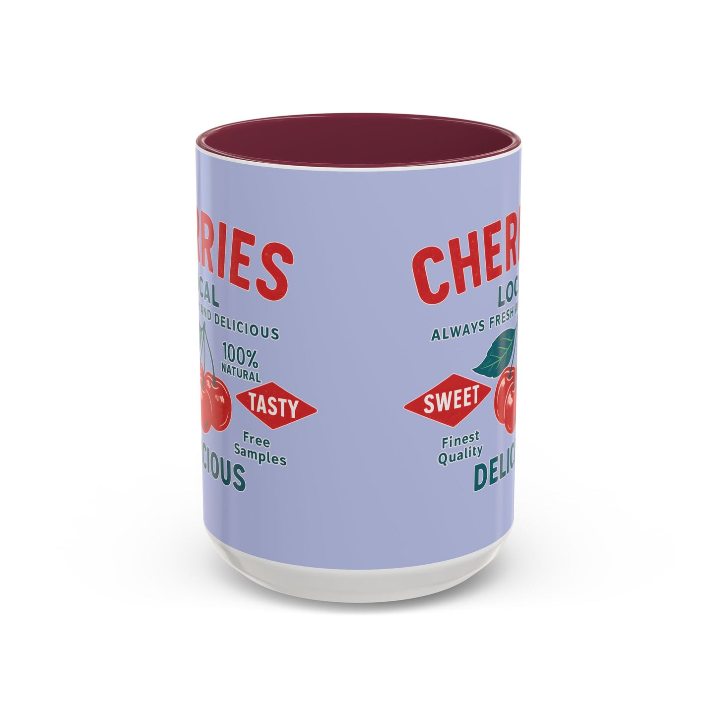 "Delicious Cherries", Colorful Mugs (11oz, 15oz) (Retro Periwinkle)