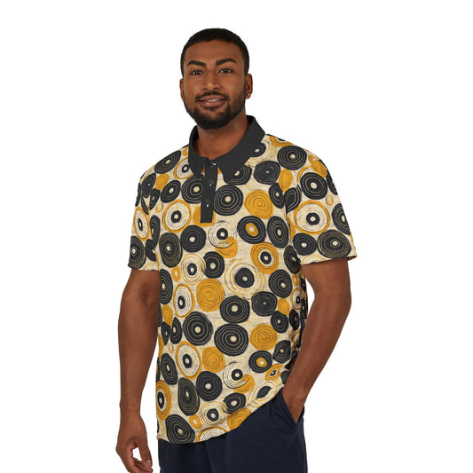 "Old 45's", Unisex Polo Shirt (70's Black Collar)