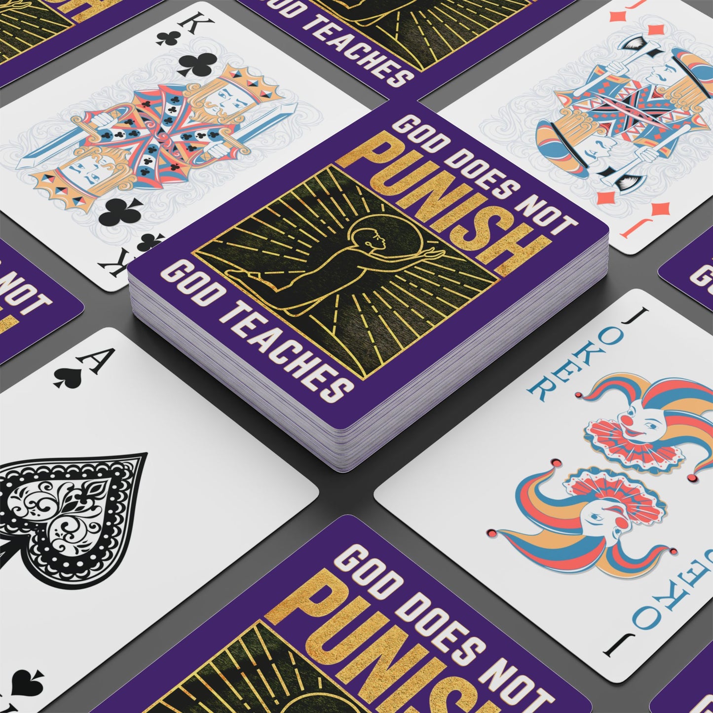 "God Does Not Punish - God Teaches" #03, Christian Playing Cards (Deep Purple)