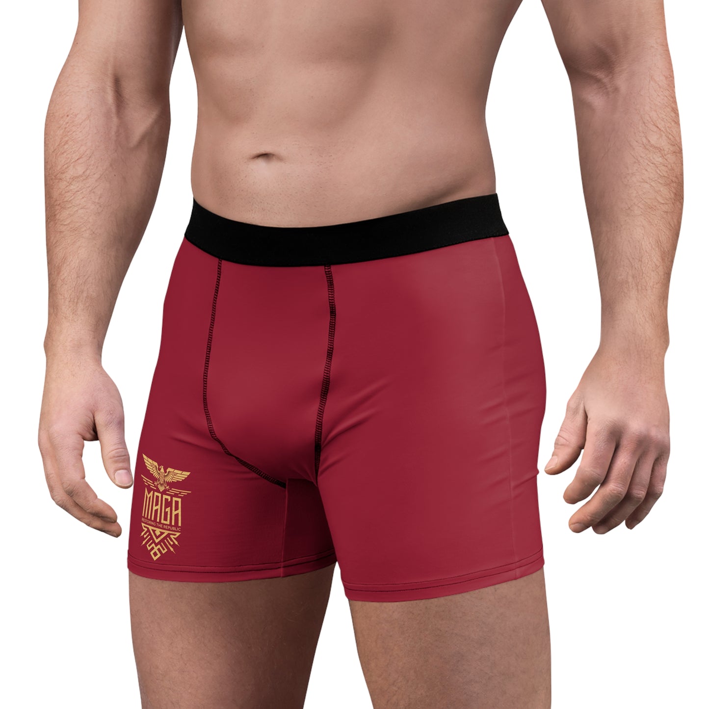 "MAGA Restoring the Republic" #02, Men's Boxer Briefs (Harvard Red)