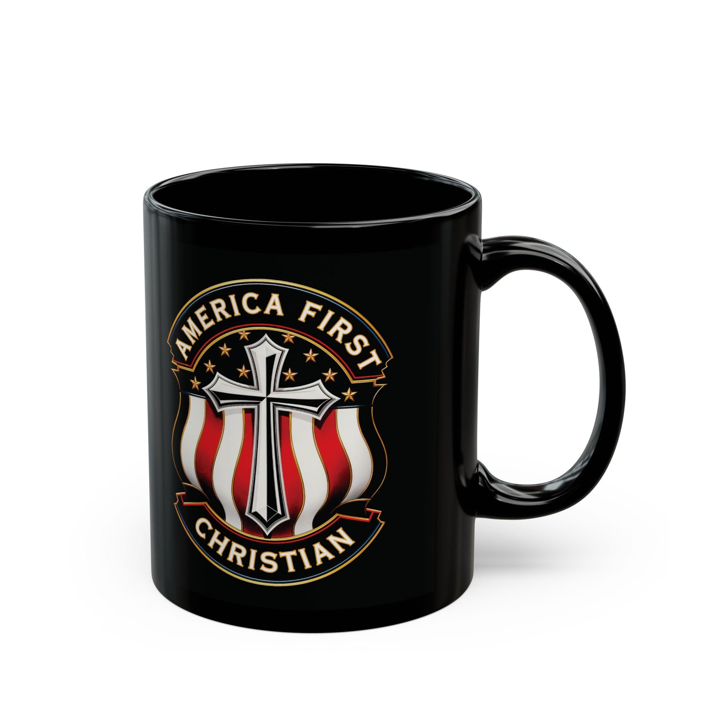 "America First Christian" #04, Black Mug (11oz & 15oz)