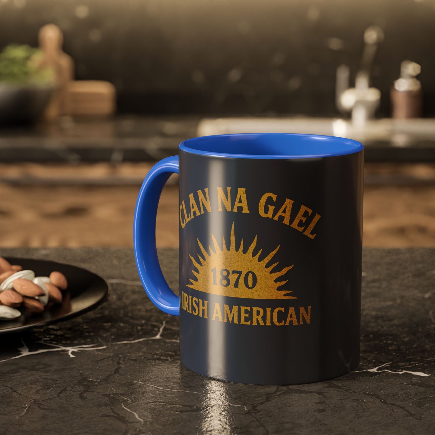 "Clan na Gael - Irish American", Colorful Mugs (11oz, 15oz) (Blue Burka Grey)