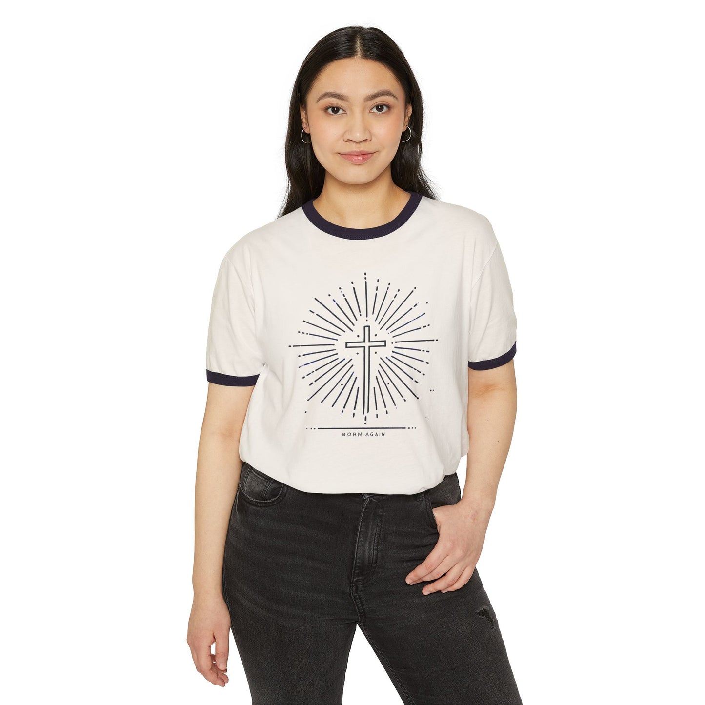"Born Again", Unisex Ringer Cotton T-Shirt