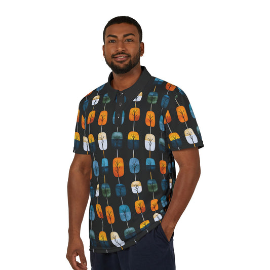 "Skyroot Grove", Unisex Polo Shirt (Black Collar)