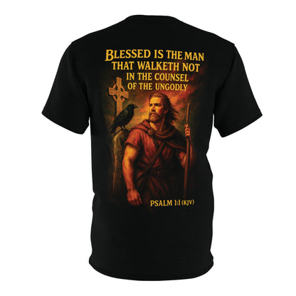 "Psalm 1:1 (KJV)", Wearable Art Unisex T-shirt (Void Black)