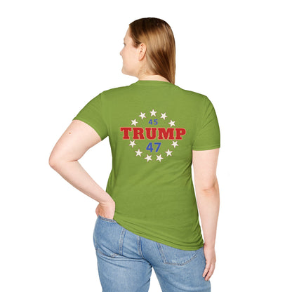 "Trump 45-47 Circle of Stars", Unisex Softstyle T-Shirt