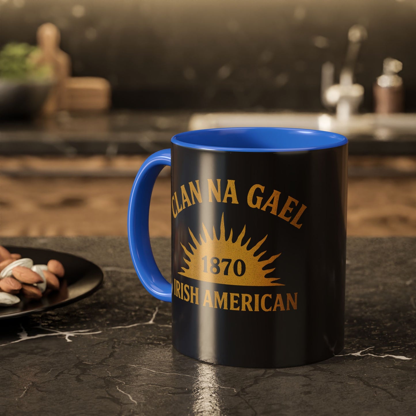 "Clan na Gael - Irish American", Colorful Mugs (11oz, 15oz) (Black Denim)