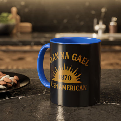 "Clan na Gael - Irish American", Colorful Mugs (11oz, 15oz) (Black Denim)