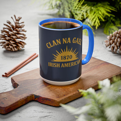 "Clan na Gael - Irish American", Colorful Mugs (11oz, 15oz) (Blue Burka Grey)