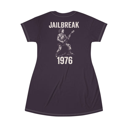 "Jailbreak 1976", T-Shirt Dress (Plum Velvet)