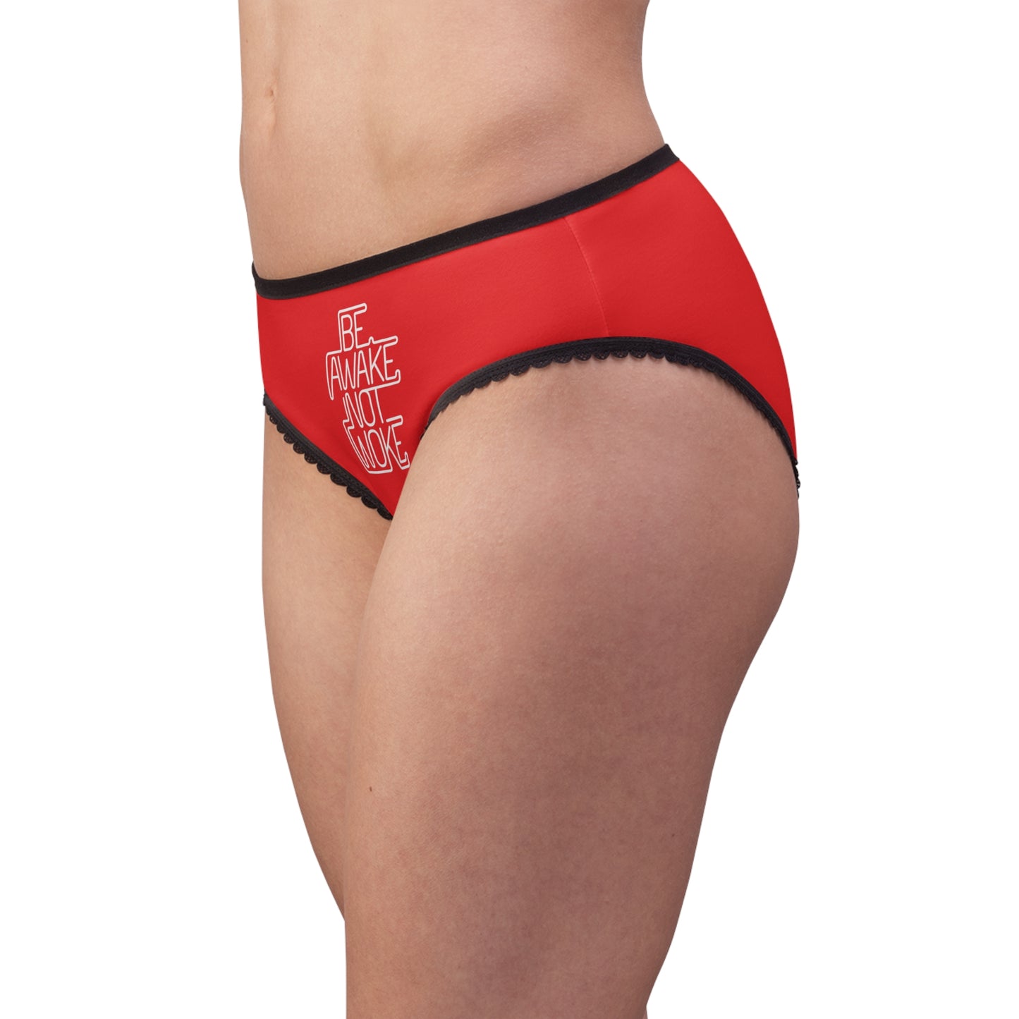 "Be Awake Not Woke" #1, Women's Briefs (Peterhouse Red)