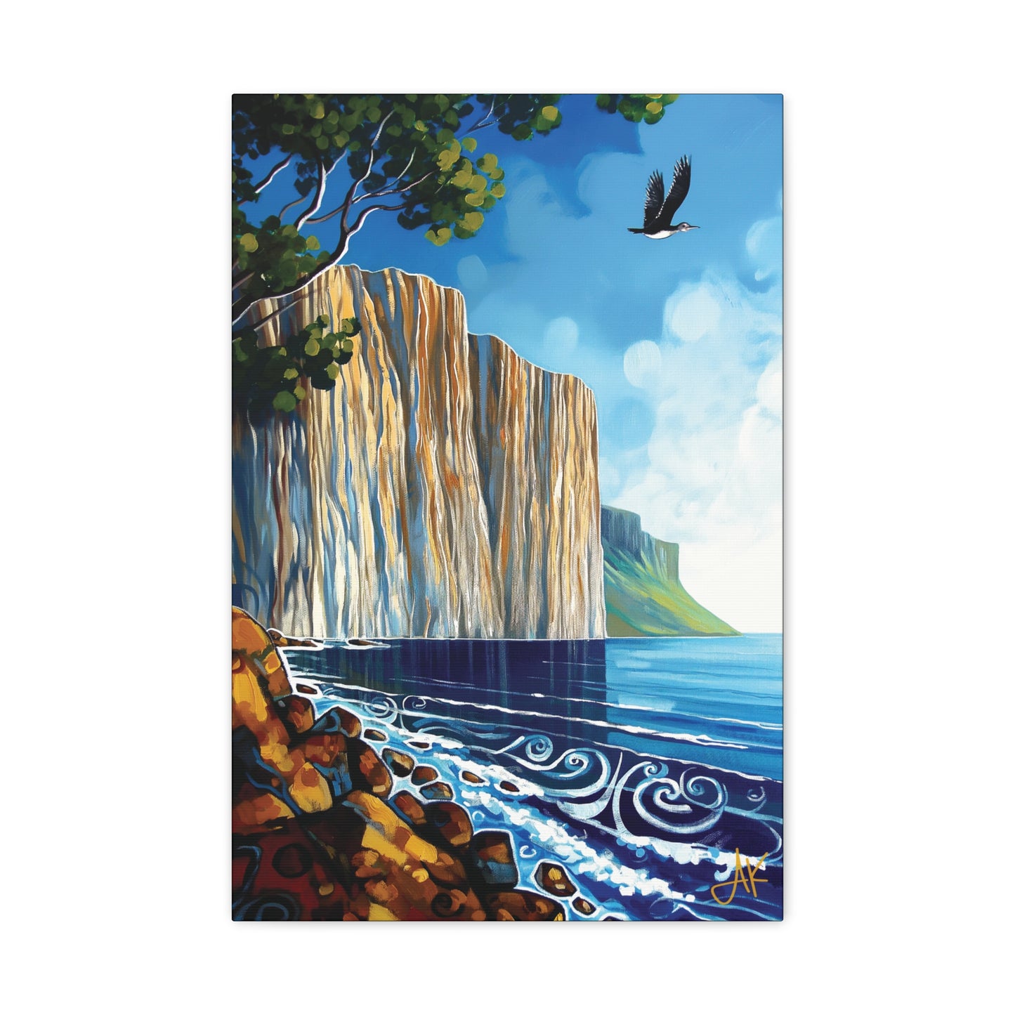 "Sky Kin IV – Gannet Over the Quiet Sound", Fine Art Matte Canvas, Stretched, 1.25"