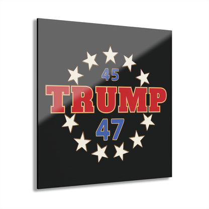 "Trump 45-47 Circle of Stars", Acrylic Wall Prints (French Cleat Hanging) (Void Black)