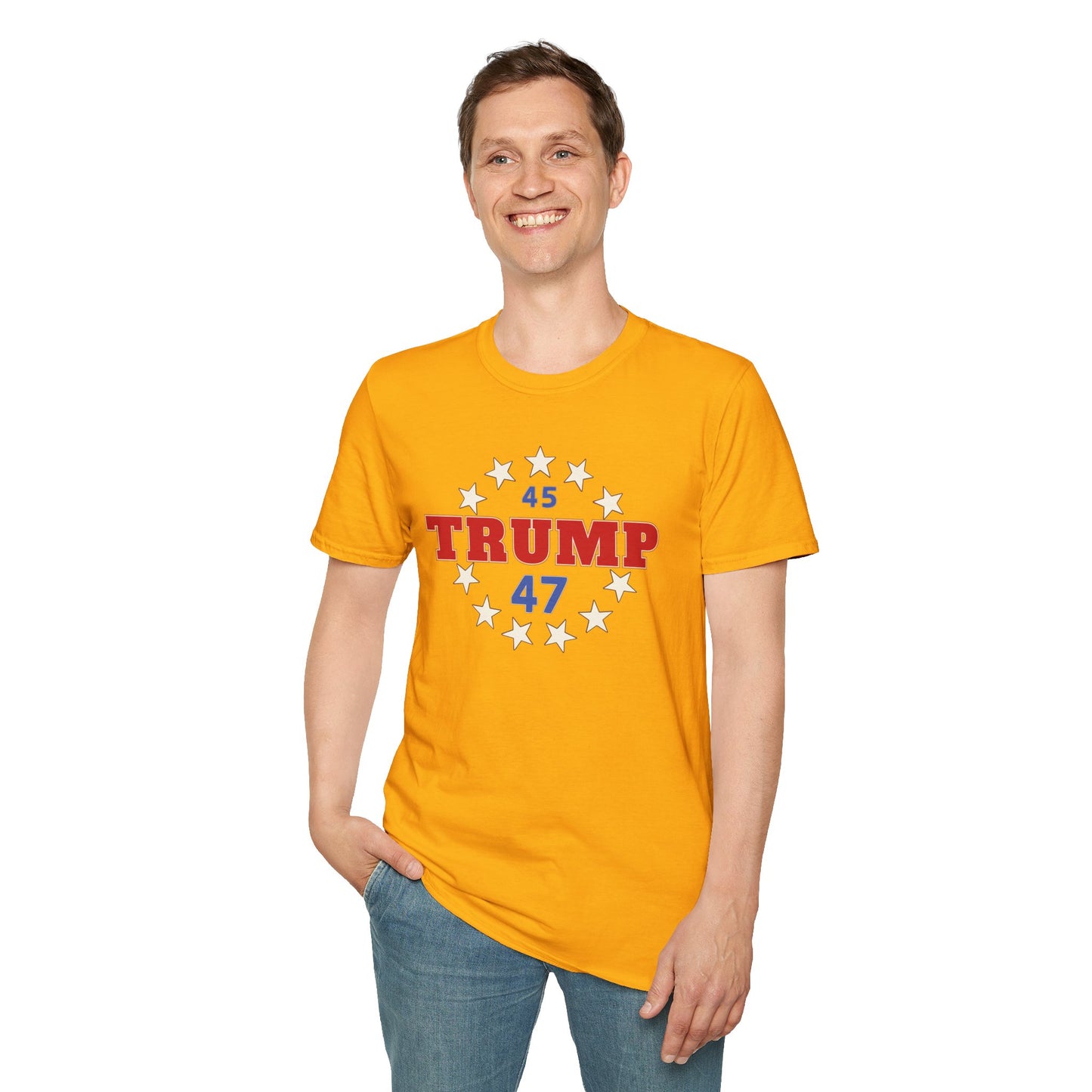 "Trump 45-47 Circle of Stars", Unisex Softstyle T-Shirt
