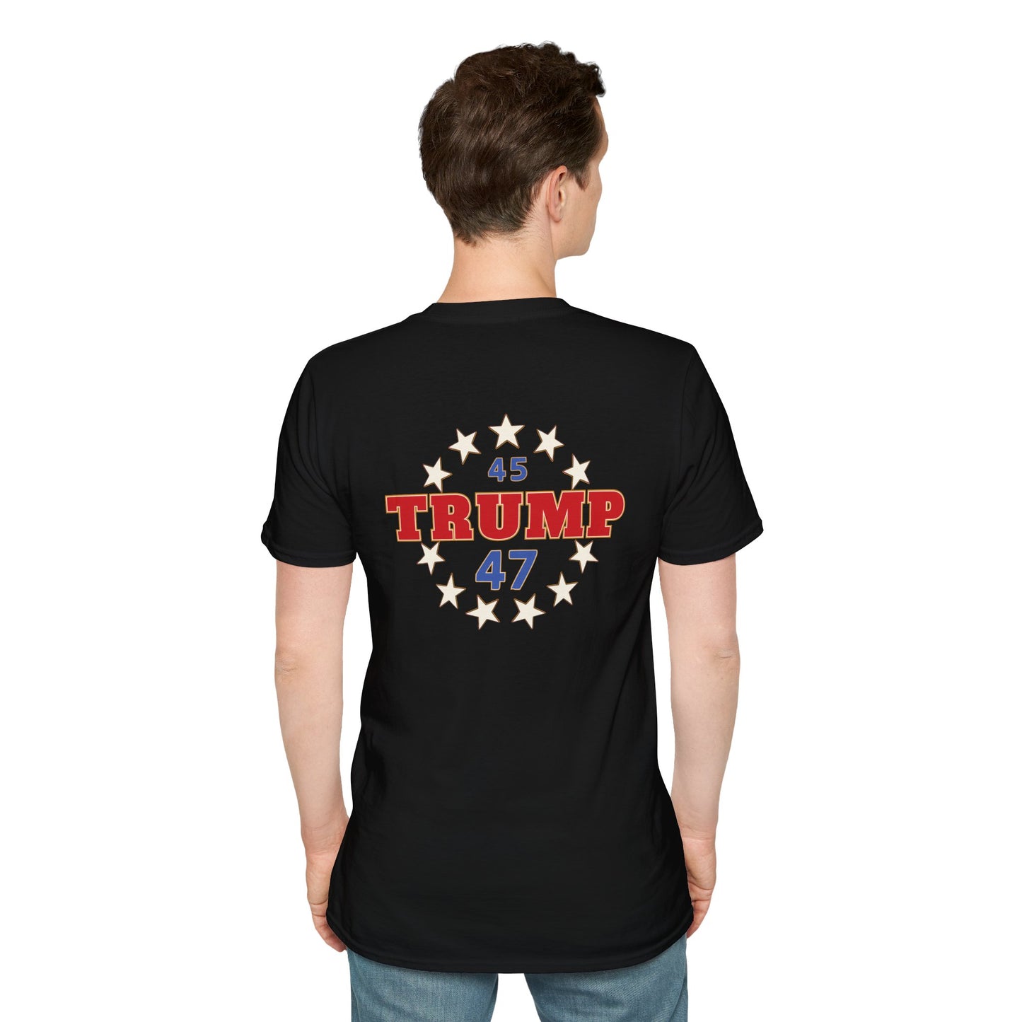 "Trump 45-47 Circle of Stars", Unisex Softstyle T-Shirt