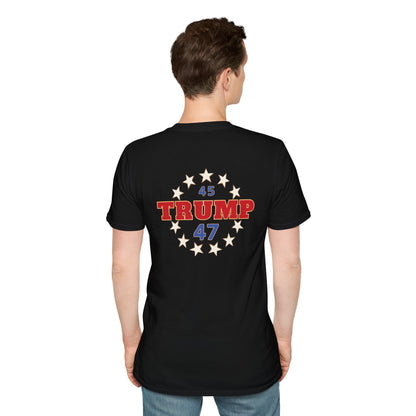 "Trump 45-47 Circle of Stars", Unisex Softstyle T-Shirt