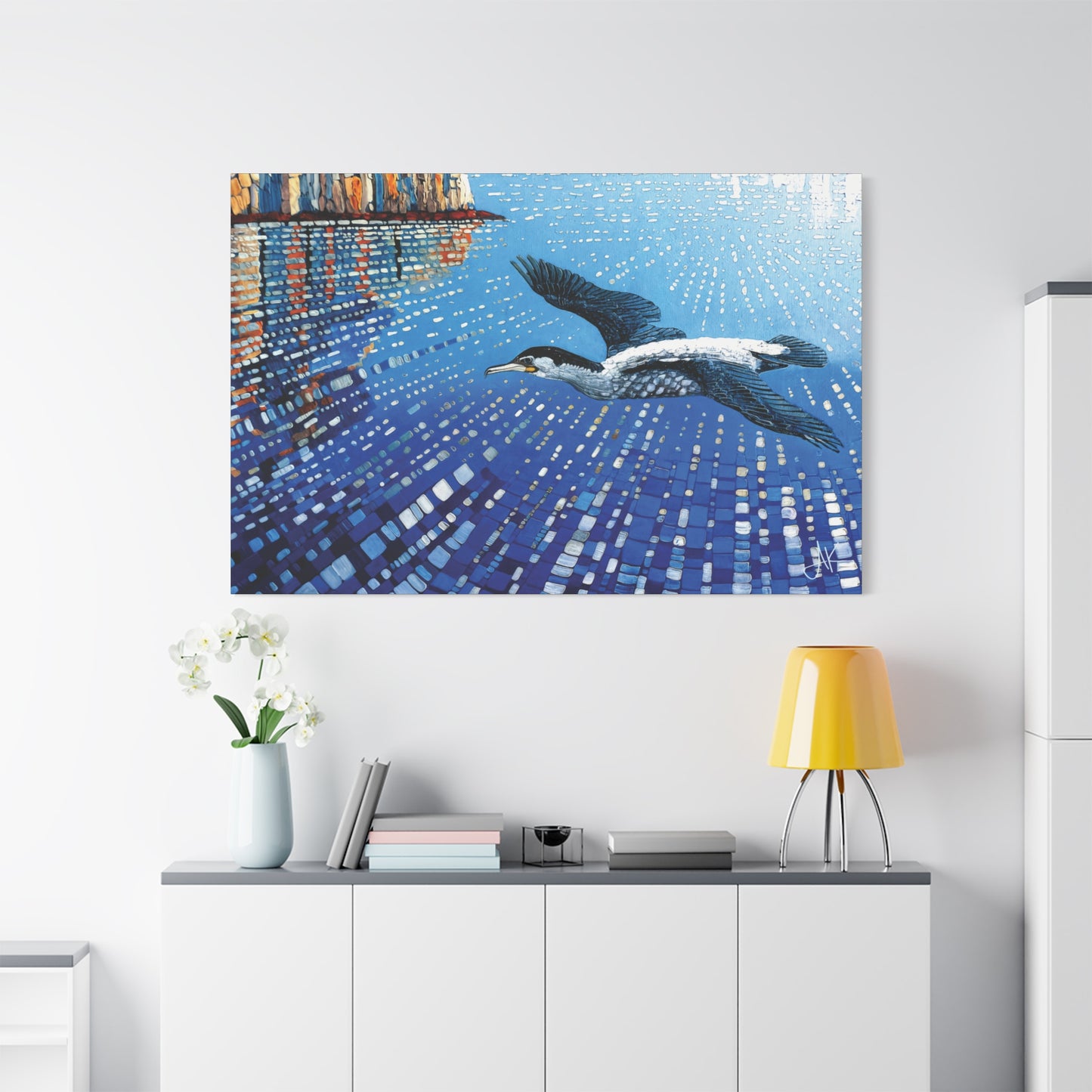 "Sky Kin I – Gannet Over the Reflecting Stack", Fine Art Matte Canvas, Stretched, 1.25"