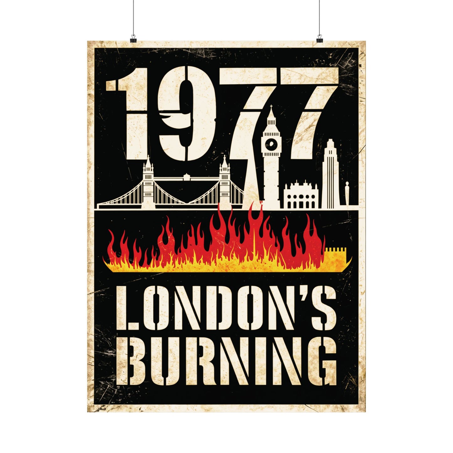 "1977 London's Burning", Matte Vertical Poster