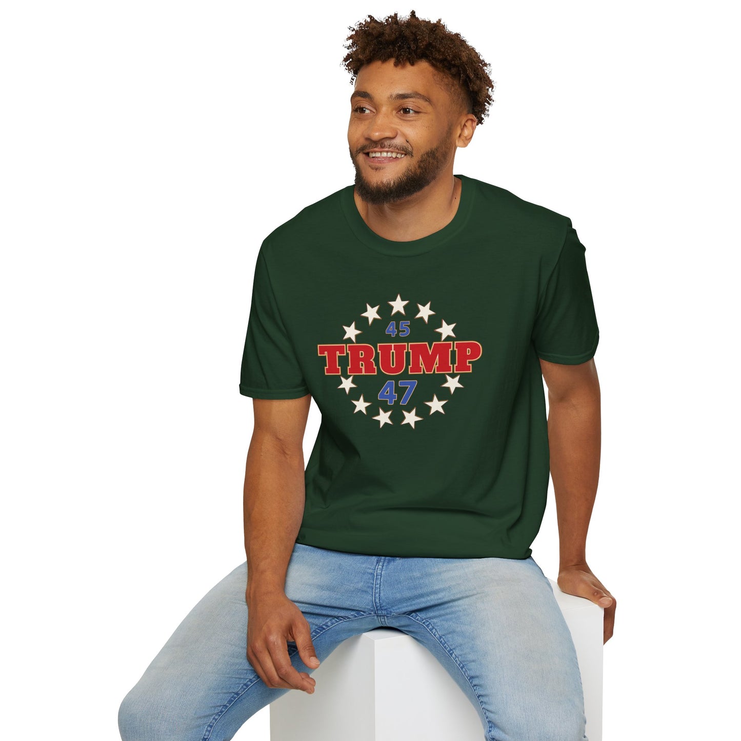 "Trump 45-47 Circle of Stars", Unisex Softstyle T-Shirt
