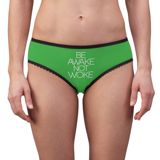 "Be Awake Not Woke" #2, Women's Briefs (Lime Green)