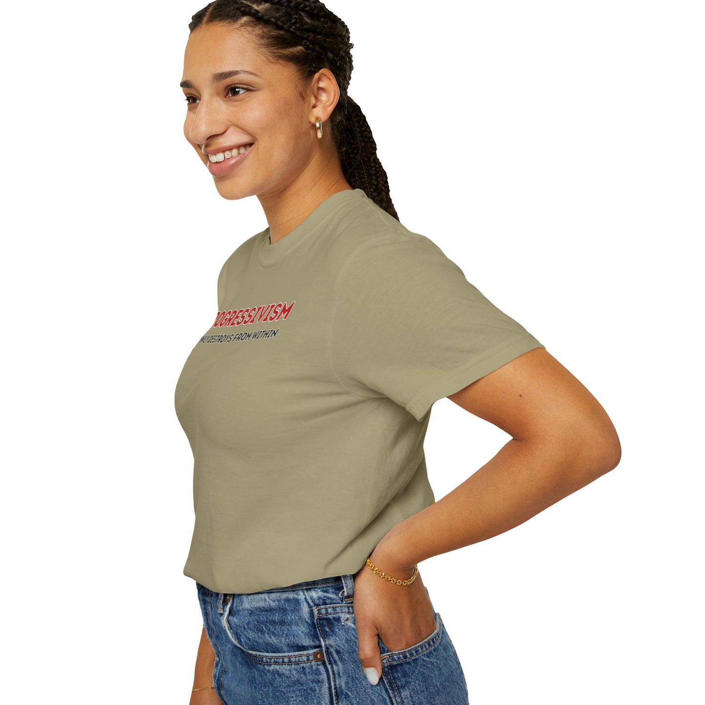 "Progressivism Slowly Destroys From Within", Unisex T-shirt (Light Colors)