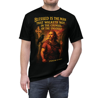 "Psalm 1:1 (KJV)", Wearable Art Unisex T-shirt (Void Black)