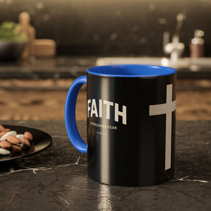"Faith Overcomes Fear", Colorful Mugs (11oz, 15oz)