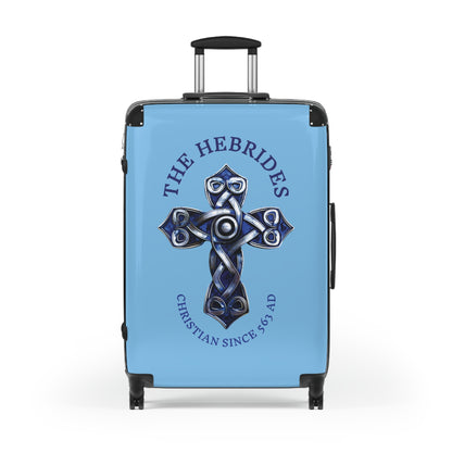 "The Hebrides - Christian Since 563 AD", Suitcases (Sky Blue)