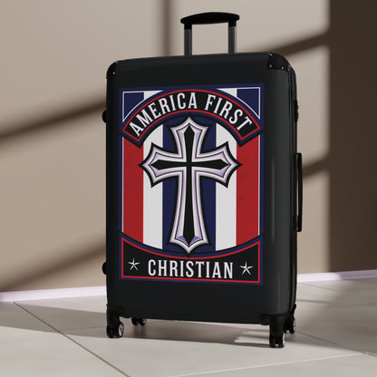 "America First Christian" Wall Art #11 Suitcases (Moonless Black)
