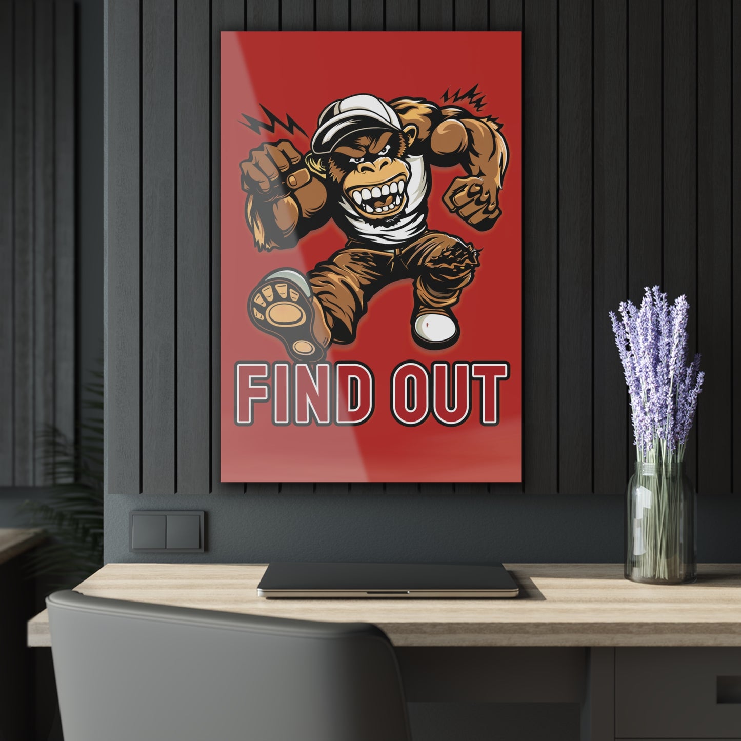 "Find Out", Acrylic Wall Prints (French Cleat Hanging) (Mid Scarlet)