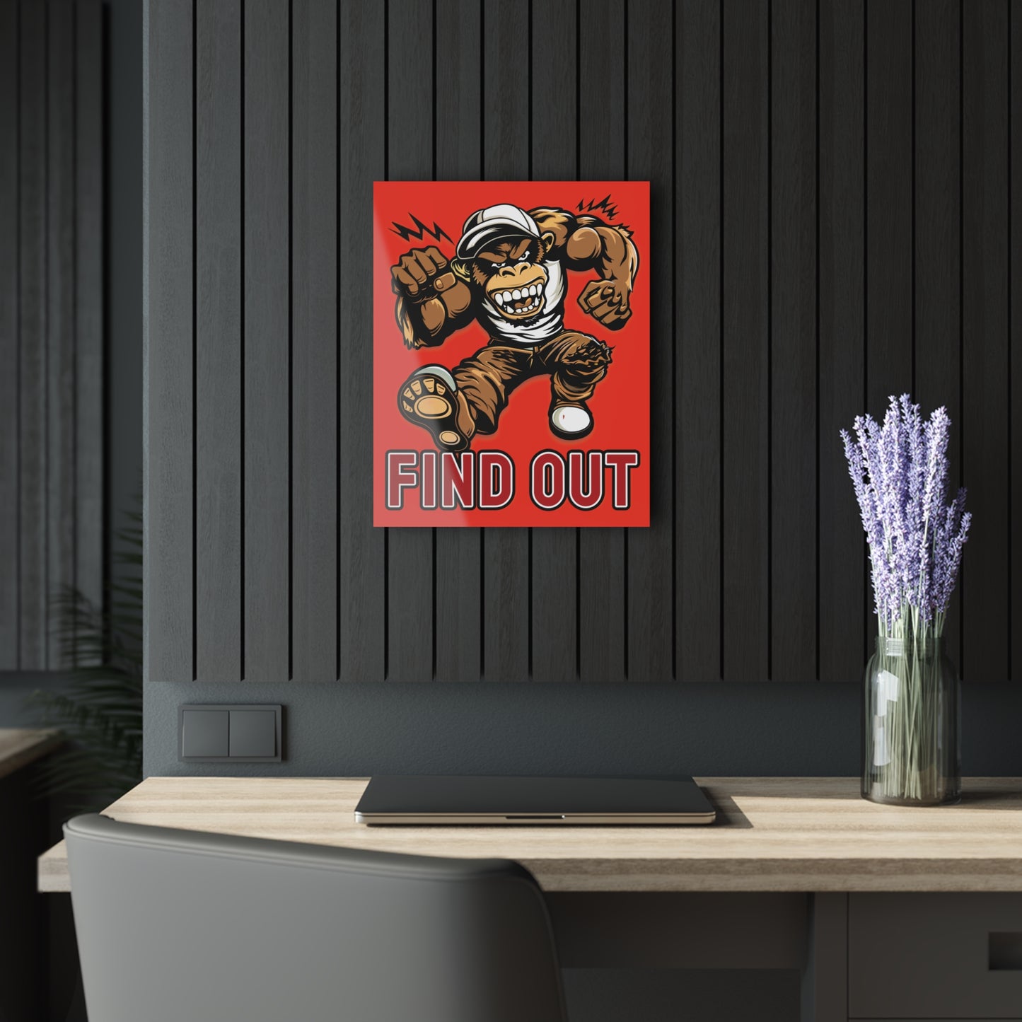 "Find Out", Acrylic Wall Prints (French Cleat Hanging) (Ferrari Red)