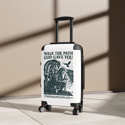 "1 Thessalonians 4:11 (KJV), Suitcases (Porcelain White)