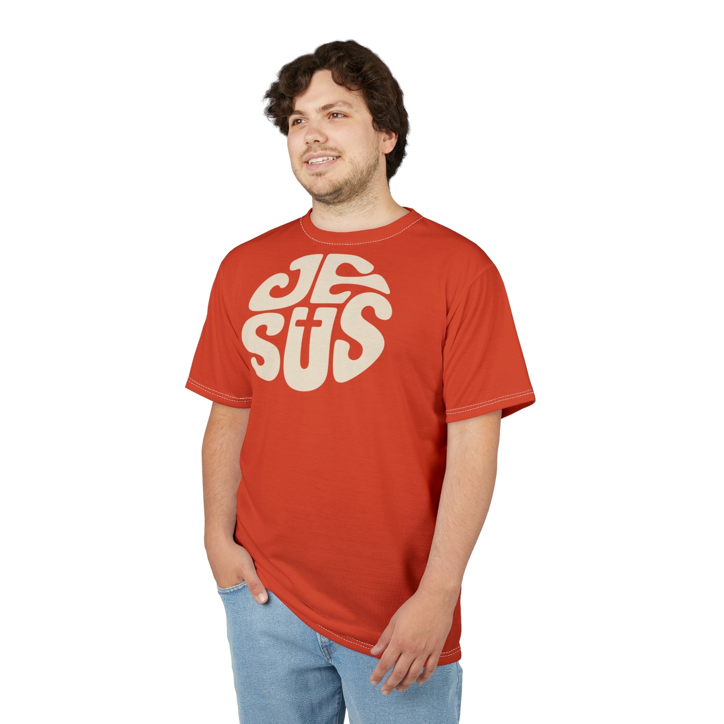 "Retro Jesus", Unisex T-shirt (Flaming Orange)