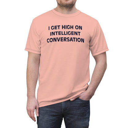 "Intelligent Conversation", Unisex T-shirt (Cherry Chip)