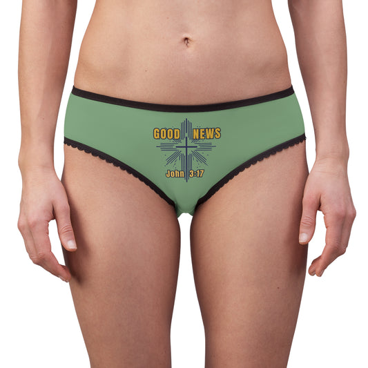 "Good News - John 3:17", Women's Briefs (Zephyr Green)