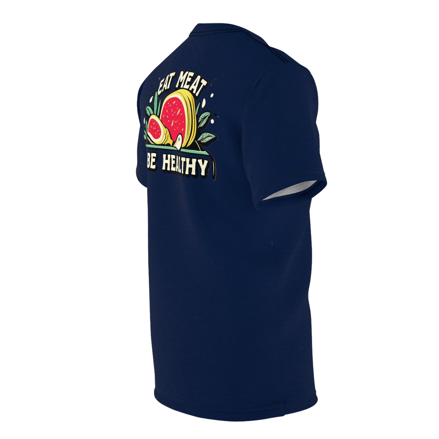"Eat Meat & Be Healthy", Unisex T-shirt (Deep Ocean Blue)