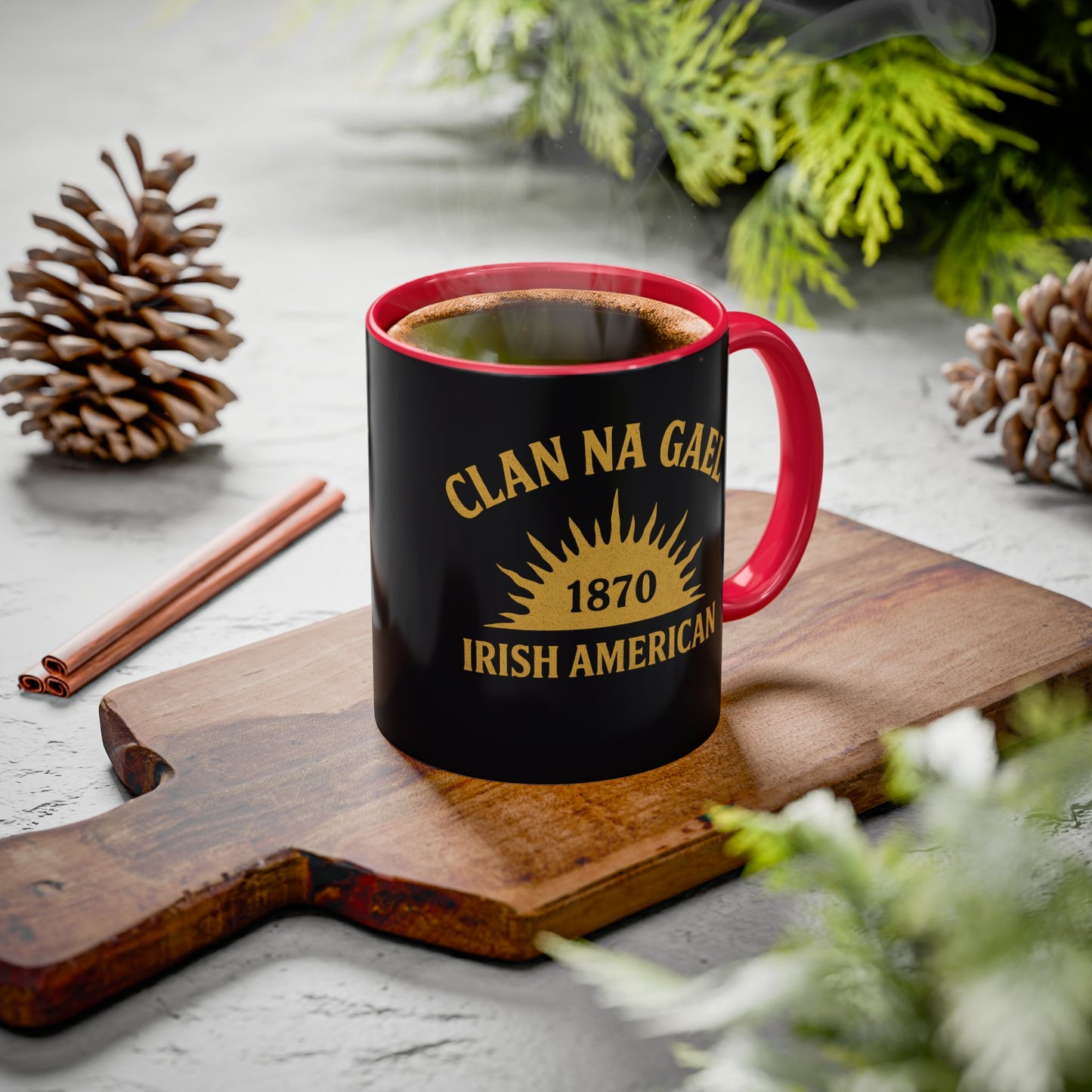 "Clan na Gael - Irish American", Colorful Mugs (11oz, 15oz) (Raven Black)