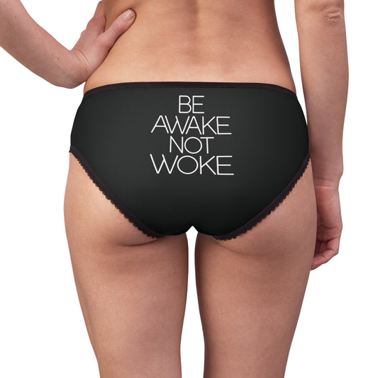 "Be Awake Not Woke" #2, Women's Briefs (Void Black)