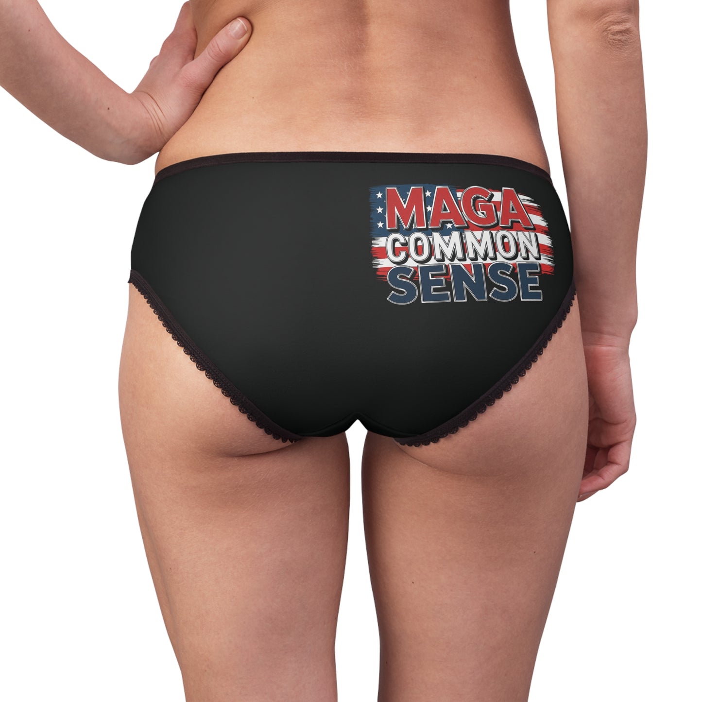 "MAGA Common Sense" #01, Women's Briefs (Void Black)